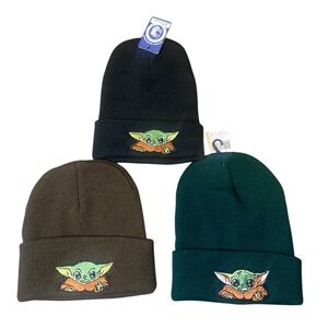 Green and Black Baby Yoda Beanies